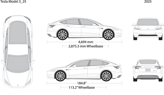 2025 Tesla Model 3 V25 Vehicle Wrap Template
