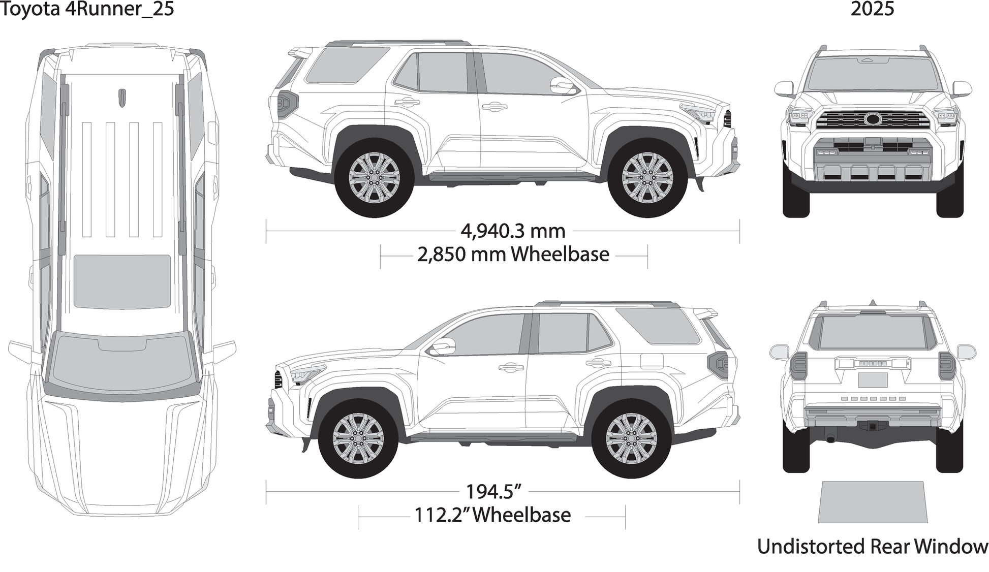 2025 Toyota 4 Runner V25 Vehicle Wrap Template