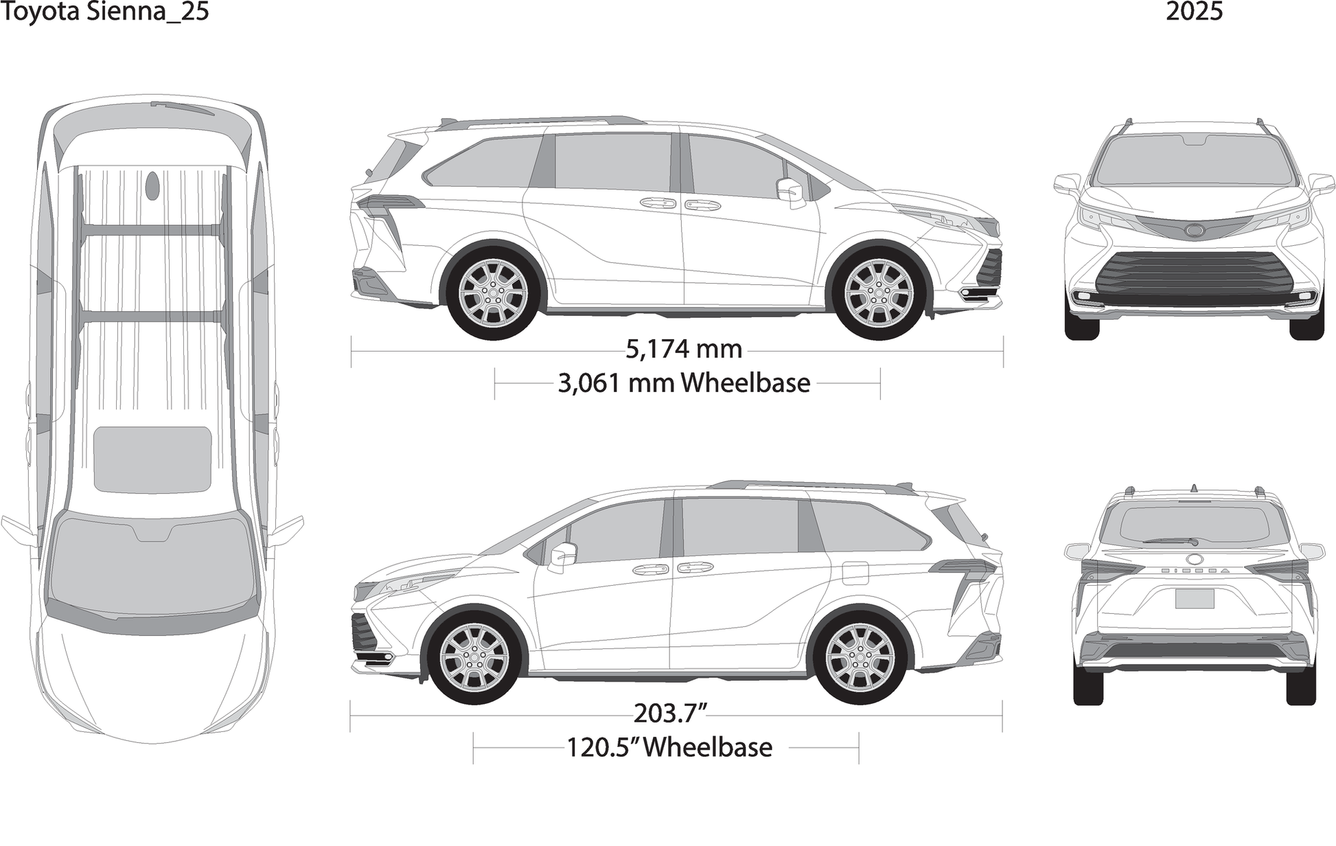 2025 Toyota Sienna V25 Vehicle Wrap Template