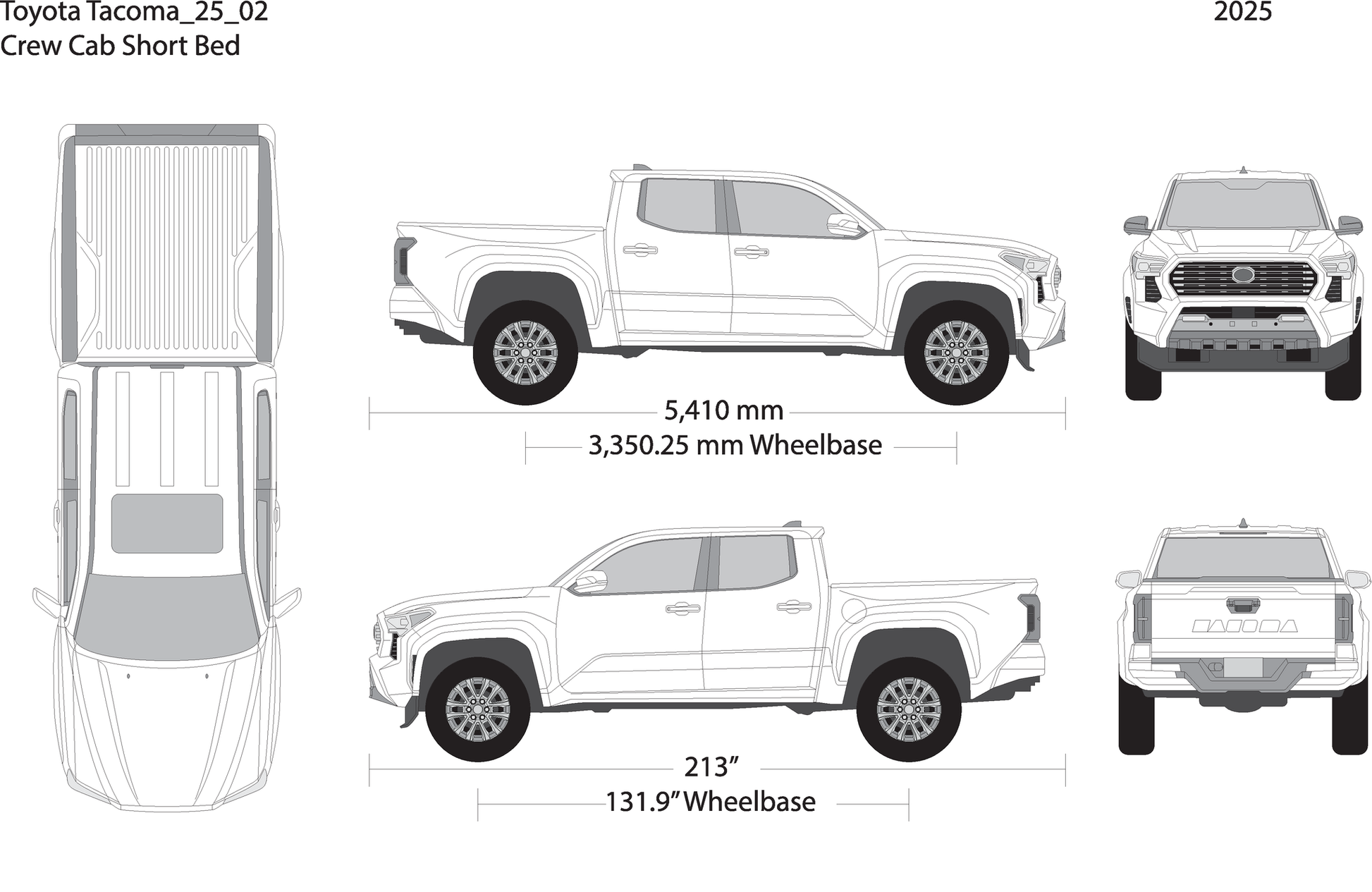 2025 Toyota Tacoma V02 Vehicle Wrap Template