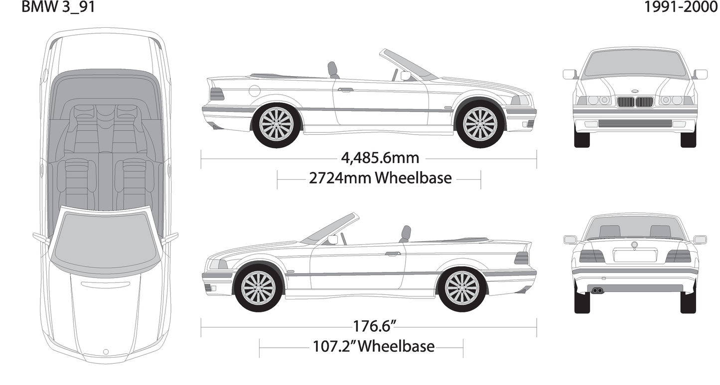 Bmw 3 1991 2000 V97 Vehicle Wrap Template