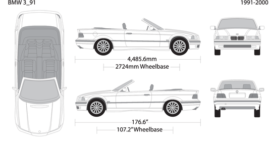 Bmw 3 1991 2000 V97 Vehicle Wrap Template