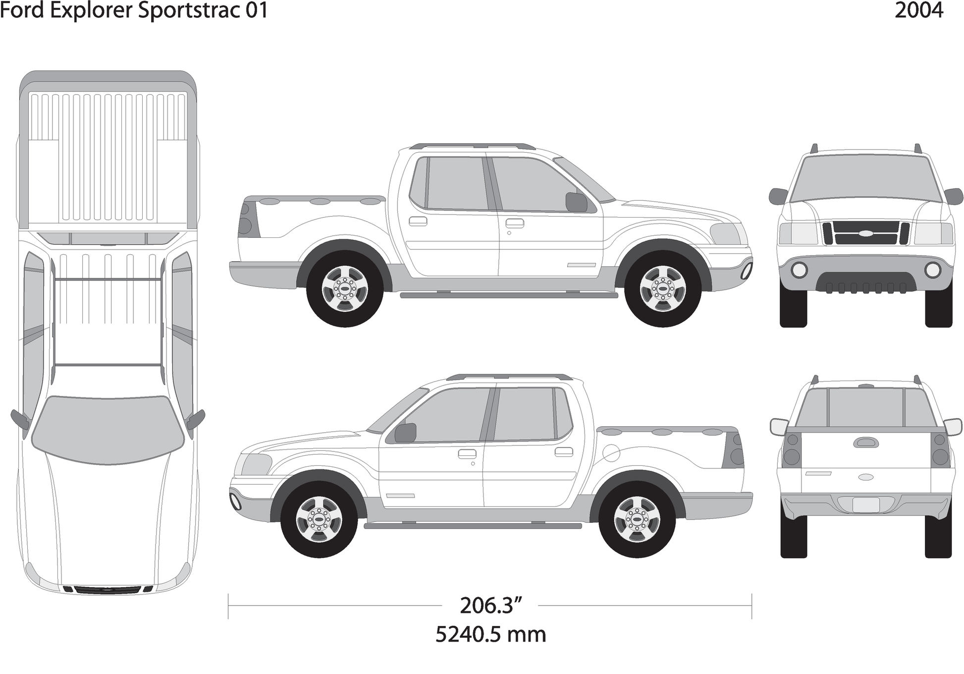 Ford Explorer Sport Trac V01 Vehicle Wrap Template